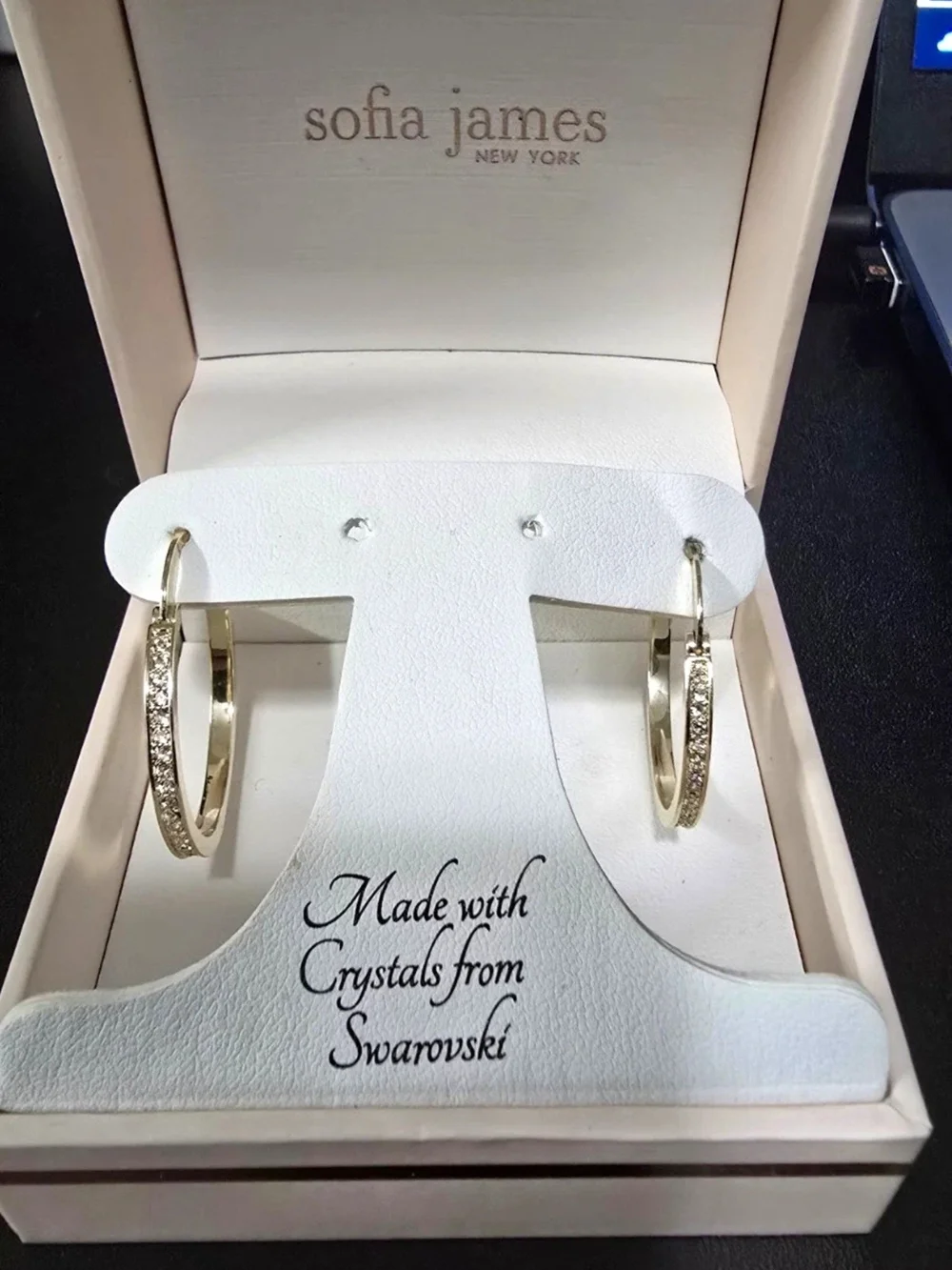 Sofia James Gold Crystal Hoop Earrings